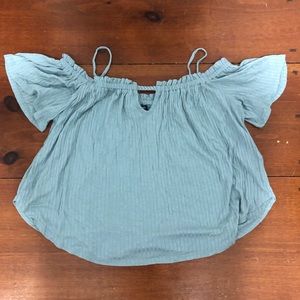 Sea foam green off the shoulder top
